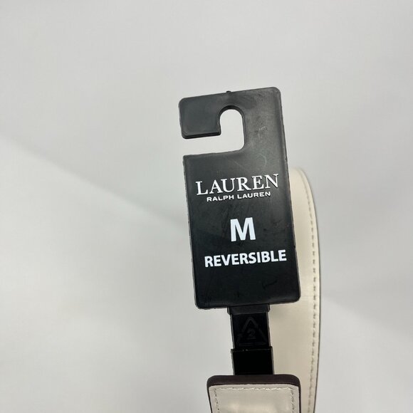 NWT Lauren Ralph Lauren Reversible Women's Logo Belt Spring Sand Dune Size M - Picture 3 of 10